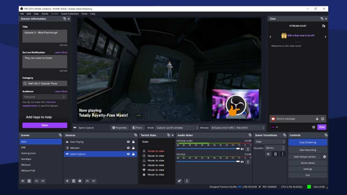OBS Studio streaming settings