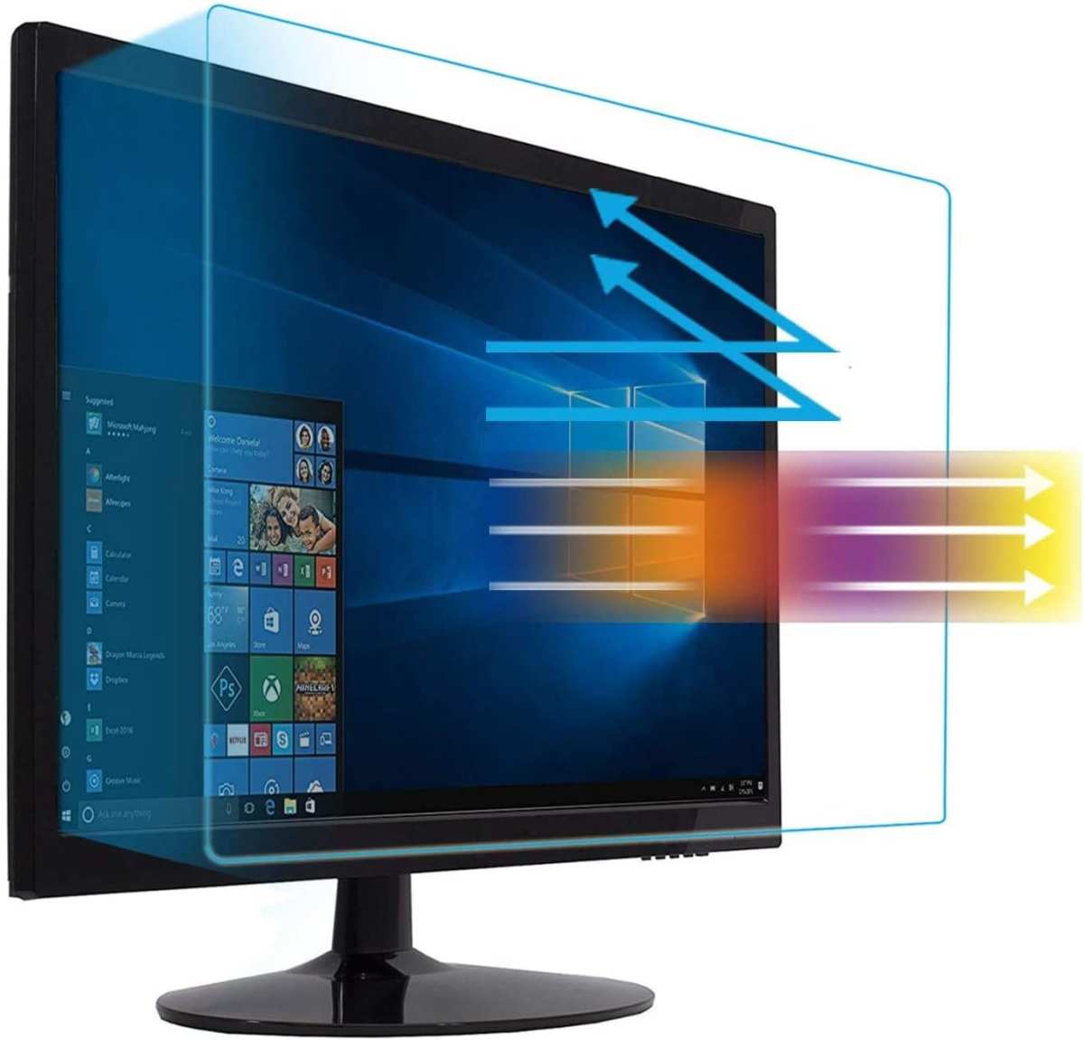office window glare on computer screen