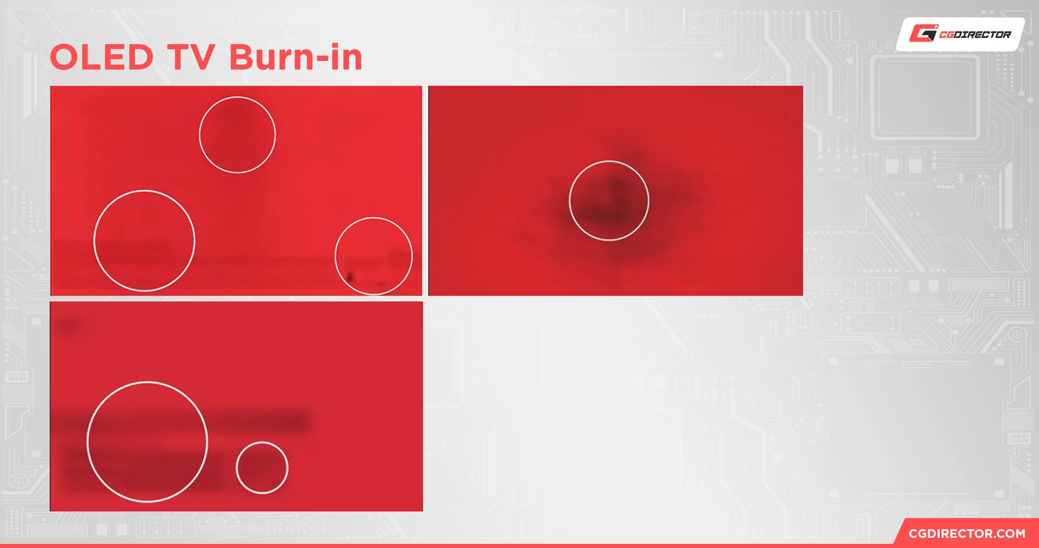 OLED burn-in example versus clean panel