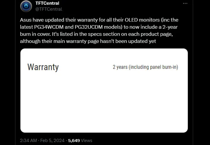 OLED monitor warranty documentation paper