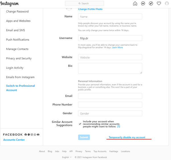 personal account deactivation steps