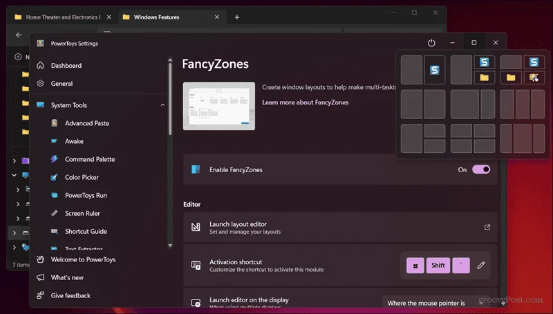 PowerTozones FancyZones layout