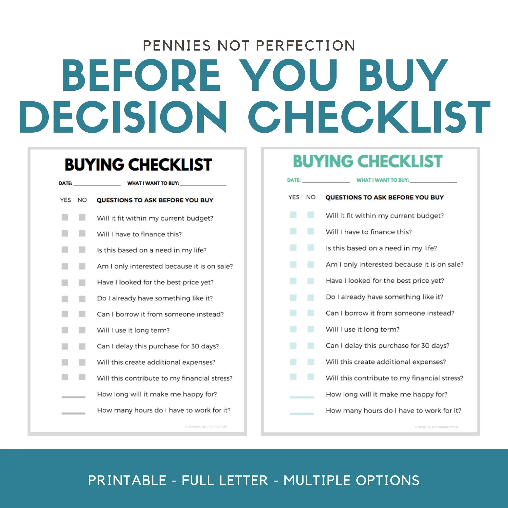 pricing decision checklist