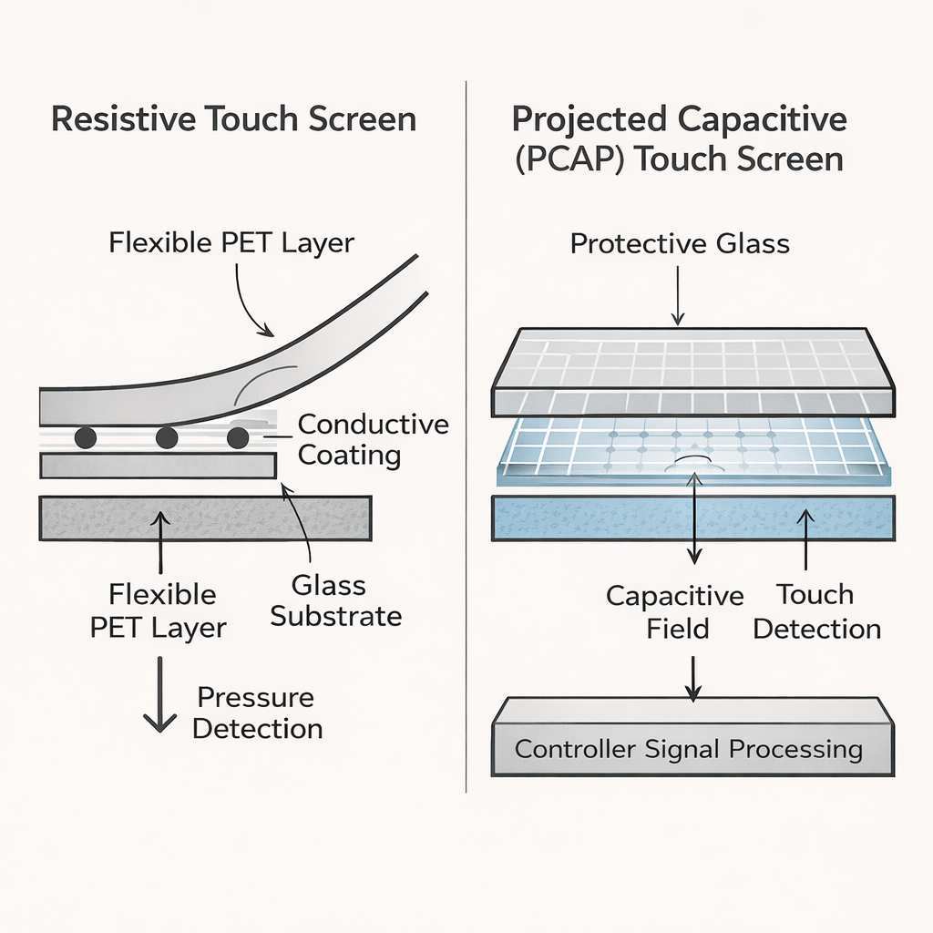projected capacitive touchscreen vs resistive touch technology