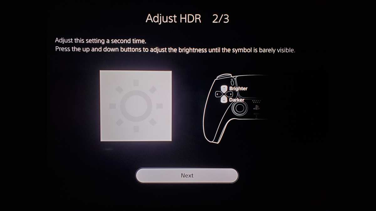 PS5 HDR calibration screen