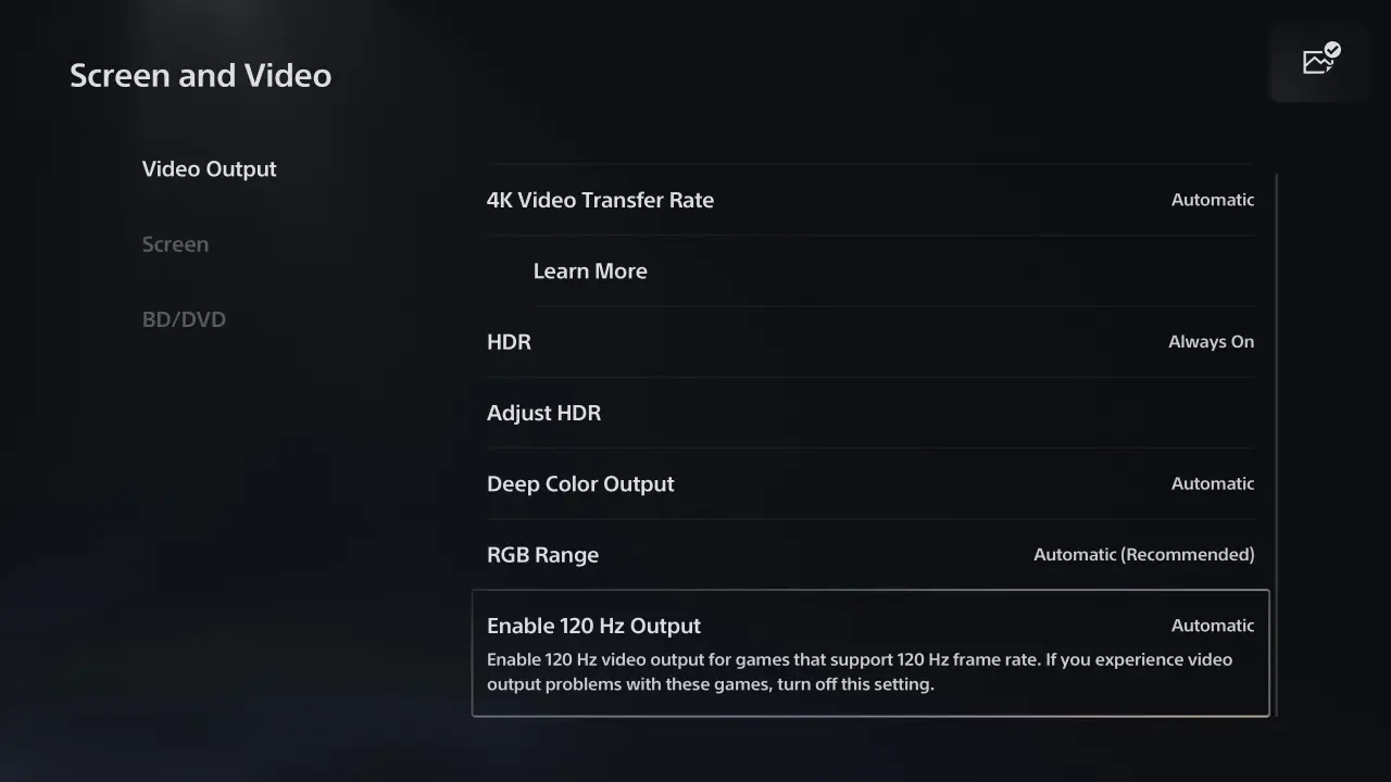 PS5 HDR monitor setup