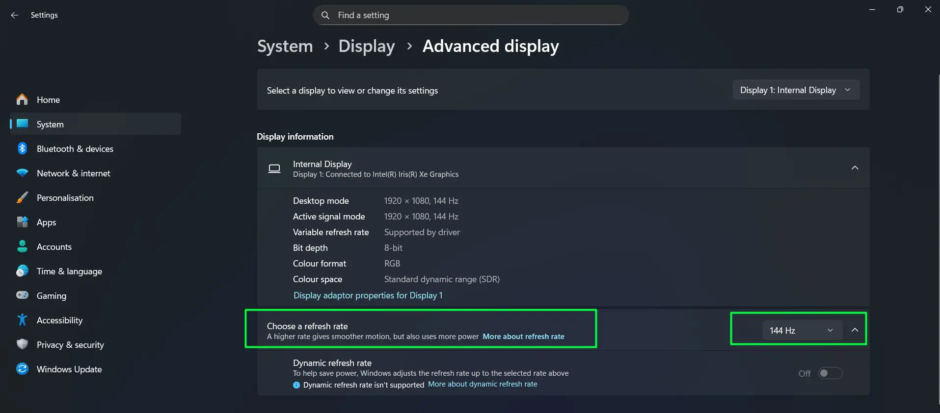 refresh rate mismatch dual monitors