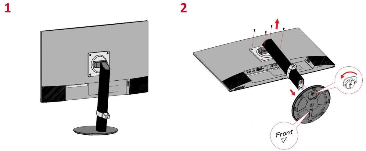 removing monitor stand to reveal VESA holes