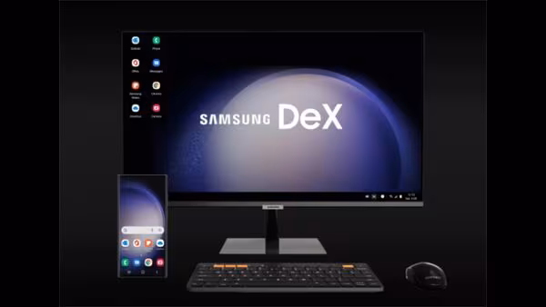 Samsung DeX desktop mode on portable monitor