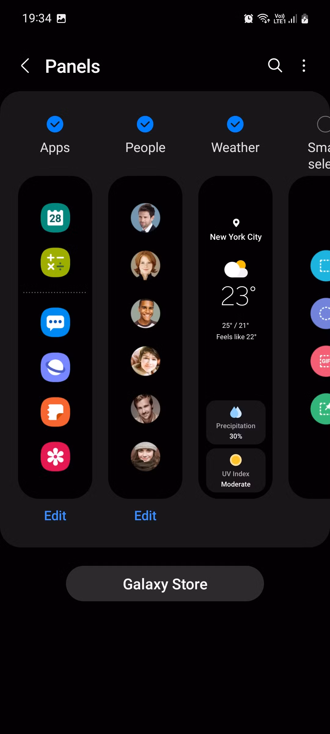 Samsung Edge panel floating apps
