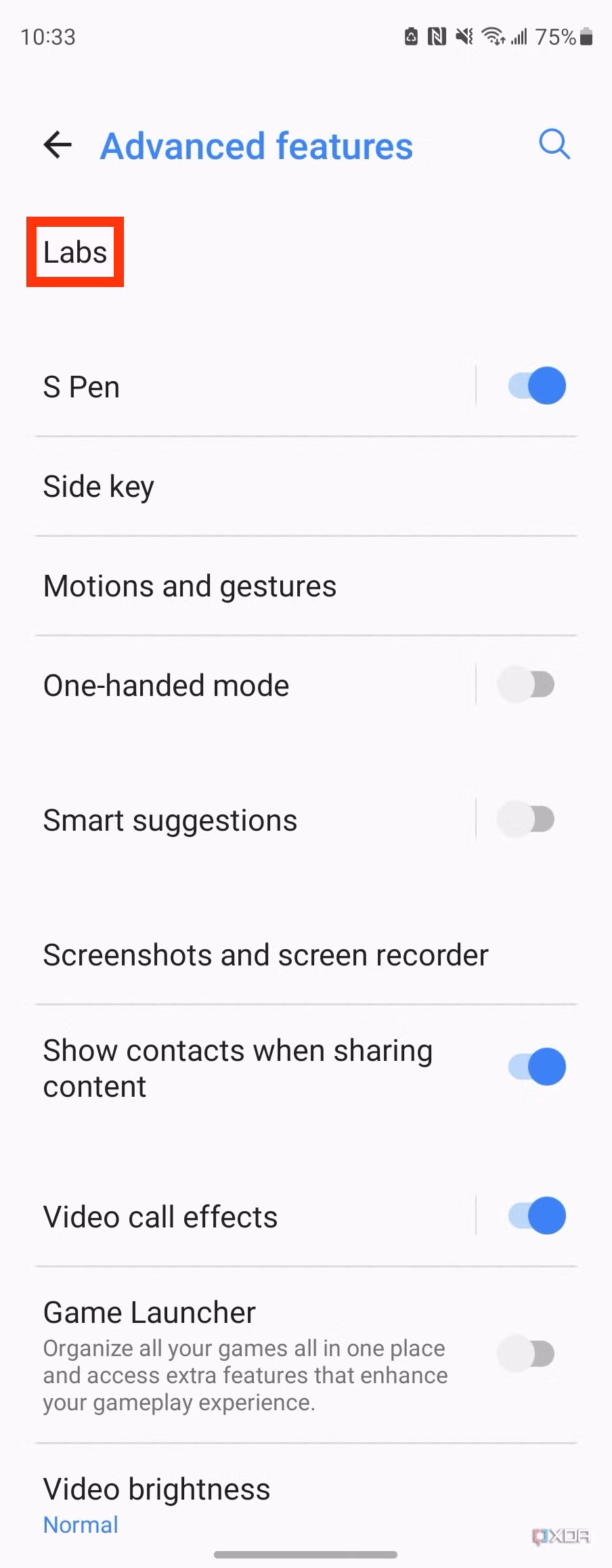 Samsung Labs hidden toggle