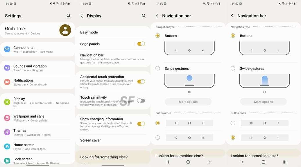 Samsung One UI navigation bar settings