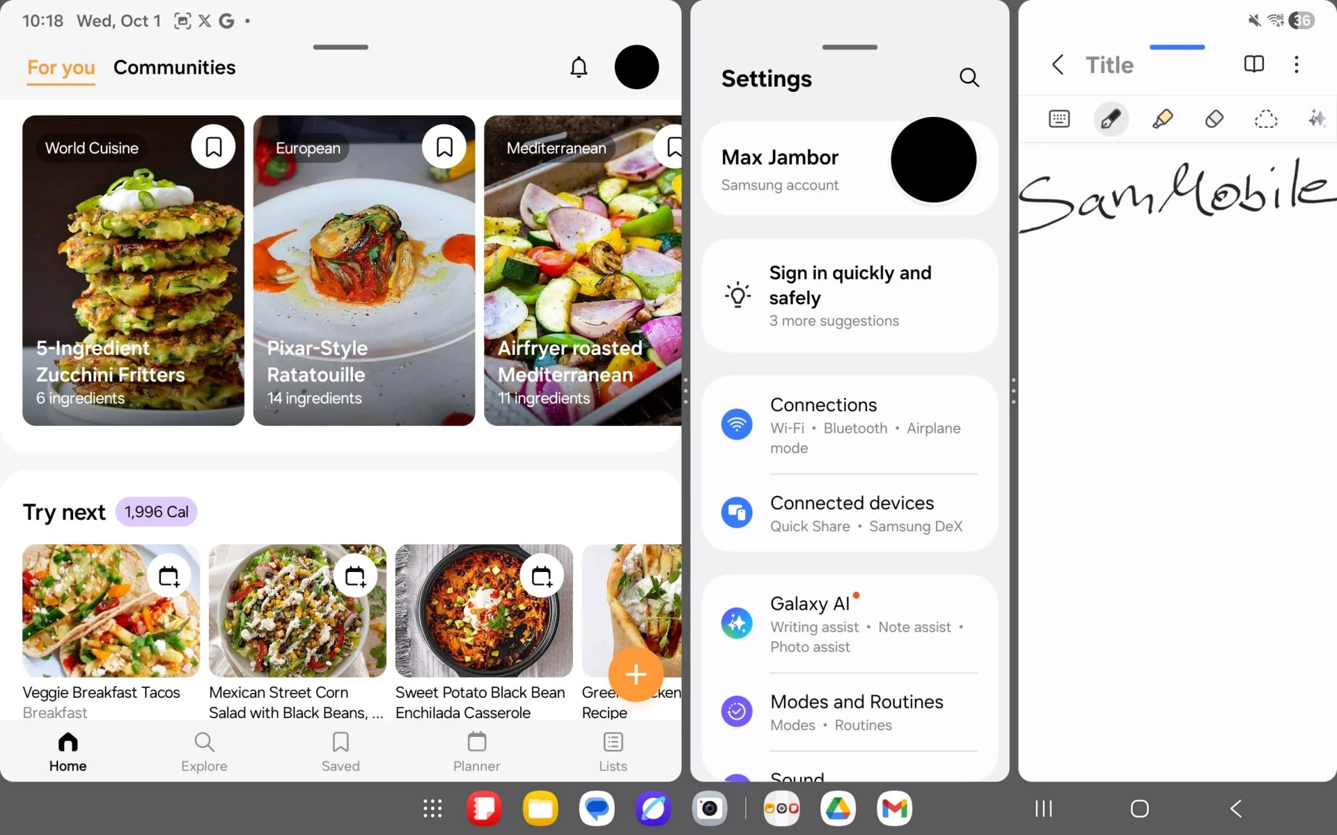 Samsung One UI pop up view
