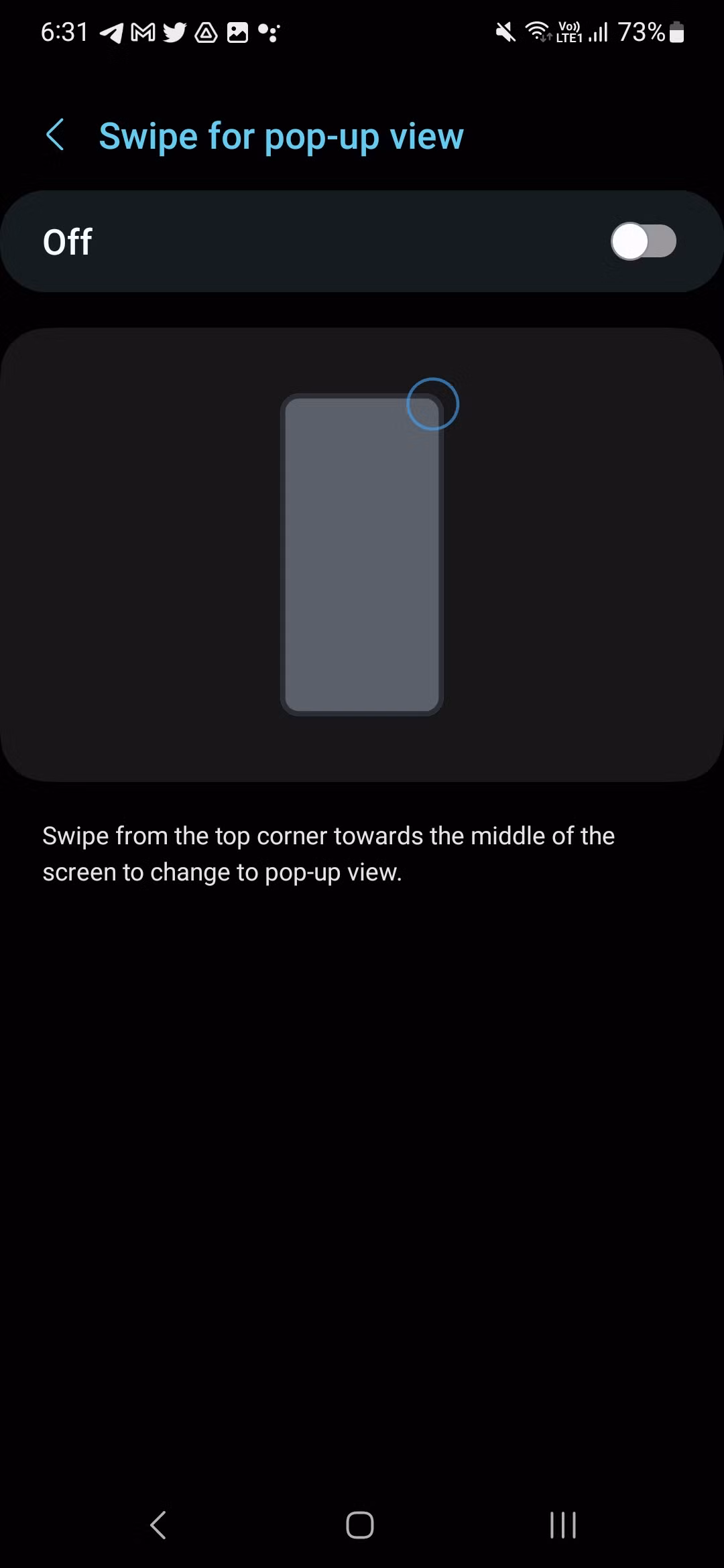 Samsung Pop-up view