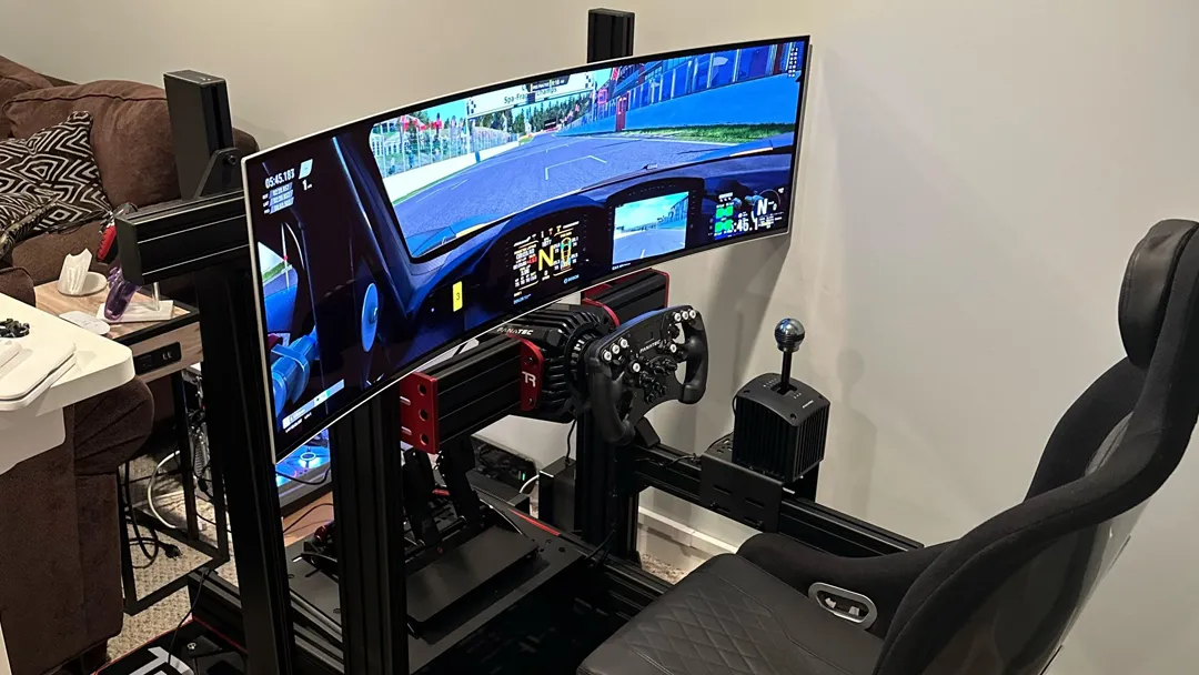 sim racing curved monitor setup