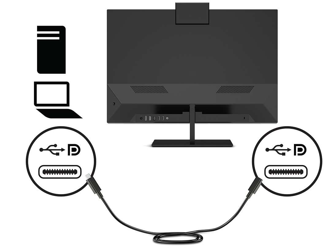 single cable USB-C monitor docking setup