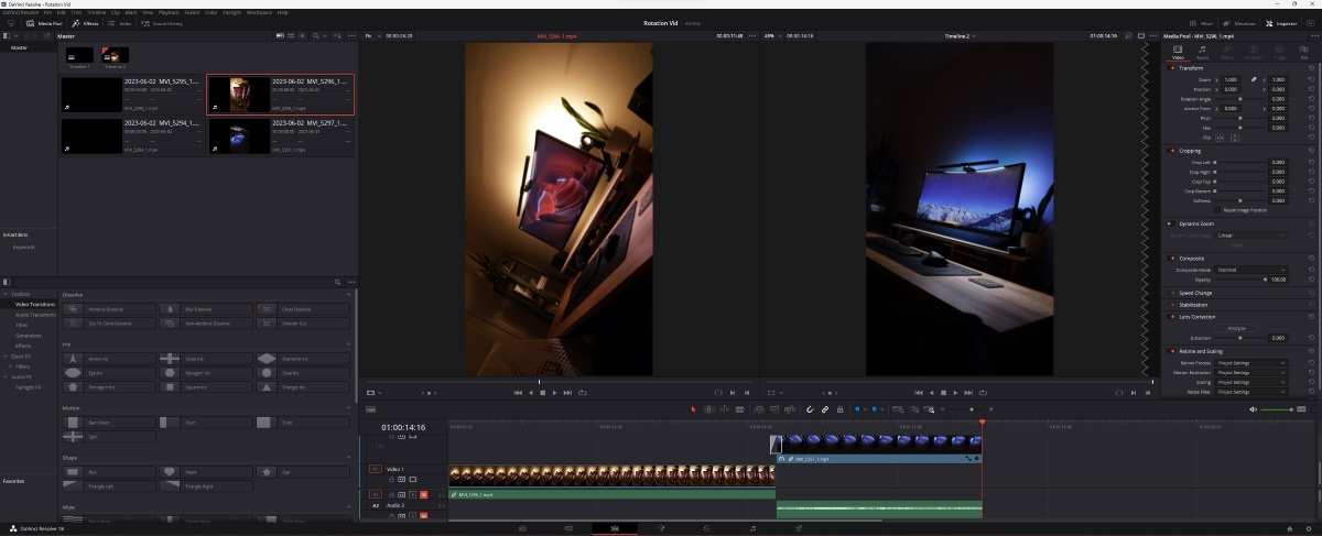 single ultrawide monitor video editing timeline
