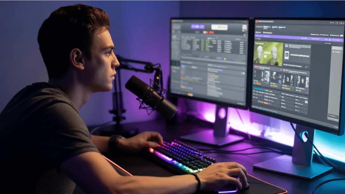 streaming setup dual monitor OBS chat