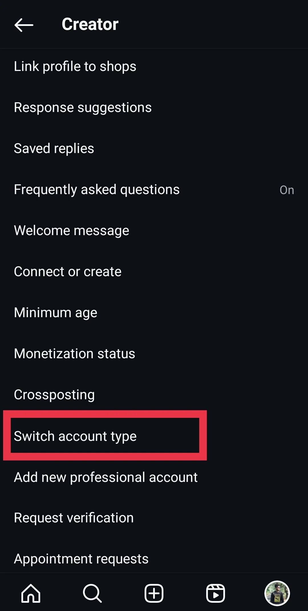 switch business to personal account Instagram