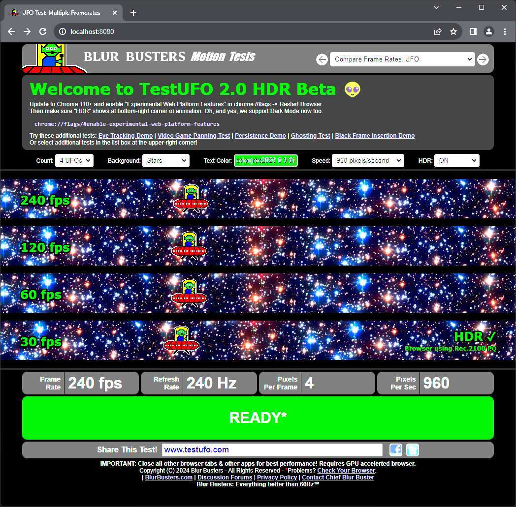 TestUFO refresh rate verification