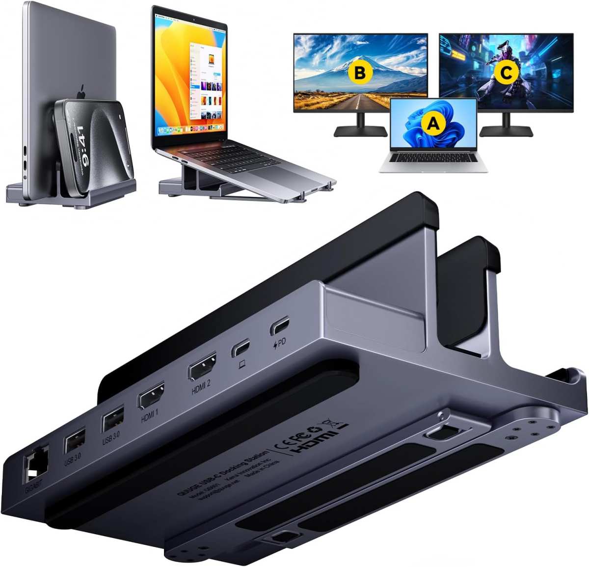 USB-C laptop connected to monitor