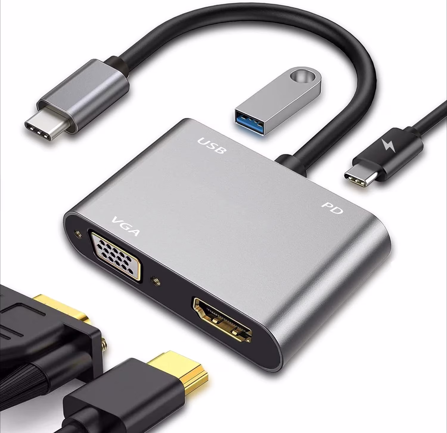 USB-C laptop connected to monitor single cable