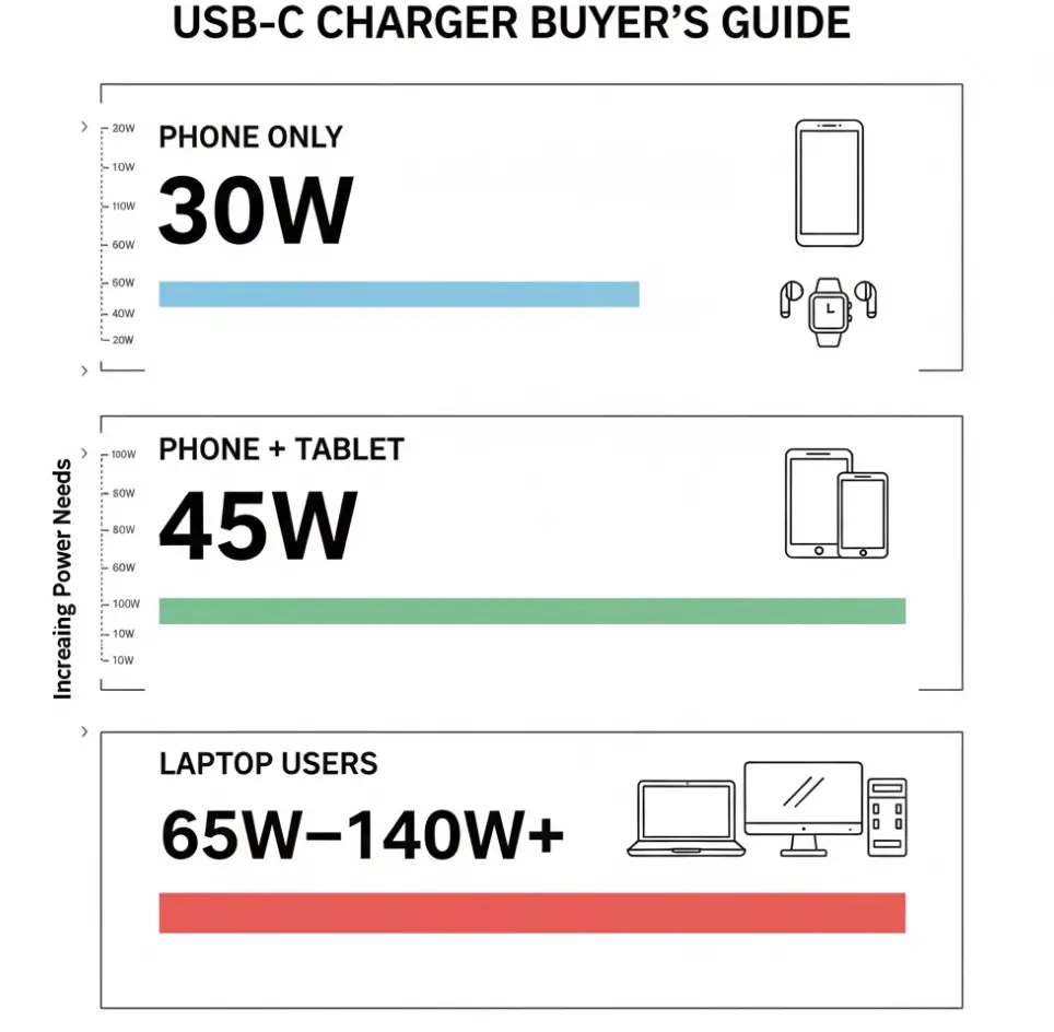 USB-C power delivery wattage comparison
