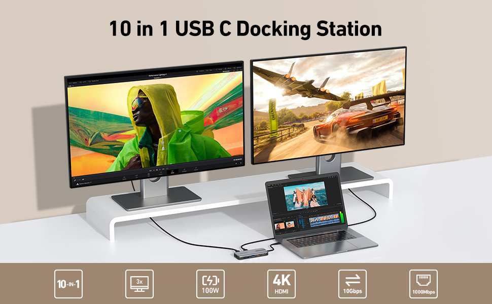 USB-C single cable laptop docking to office monitor