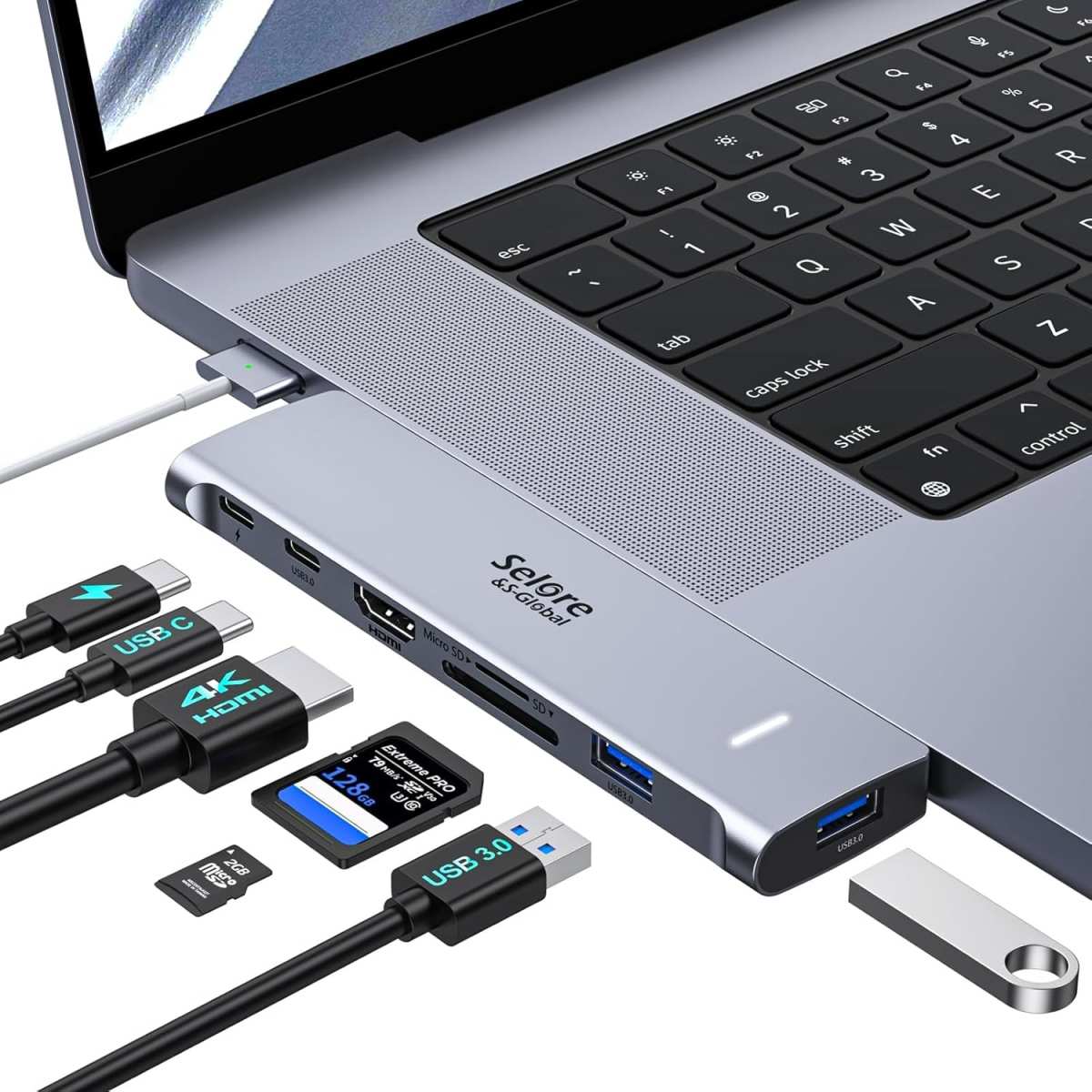 USB-C to HDMI adapter and cable close-up