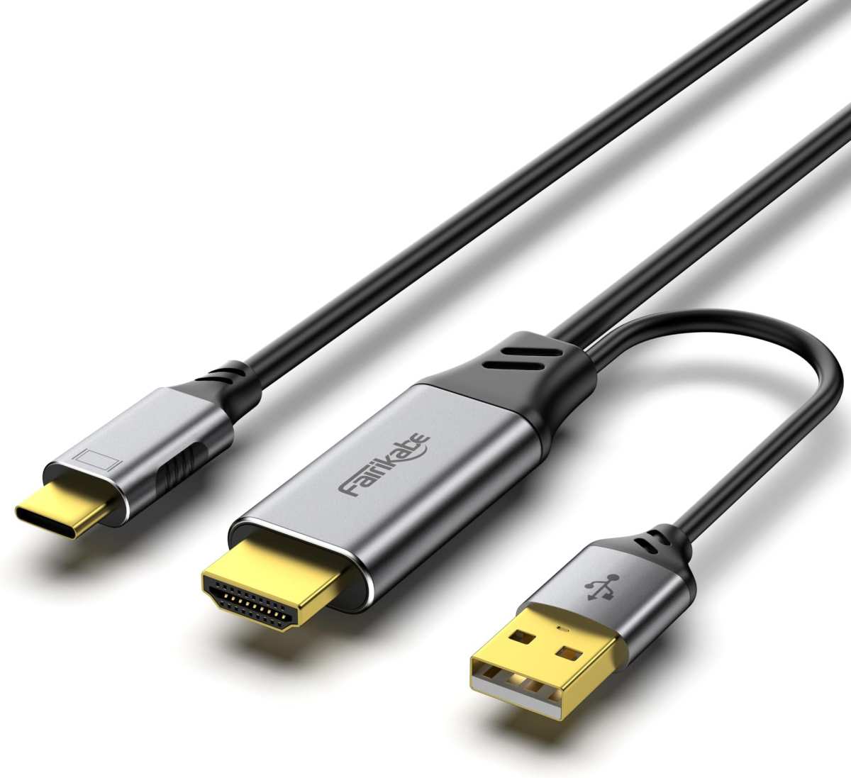 USB-C to USB-C cable connecting portable monitor to laptop