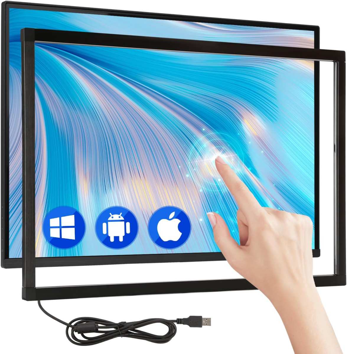 USB touch overlay installed on monitor