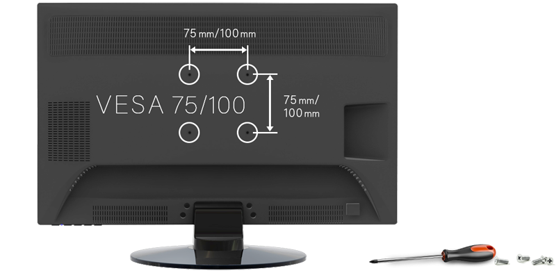 VESA mounting holes on monitor back panel