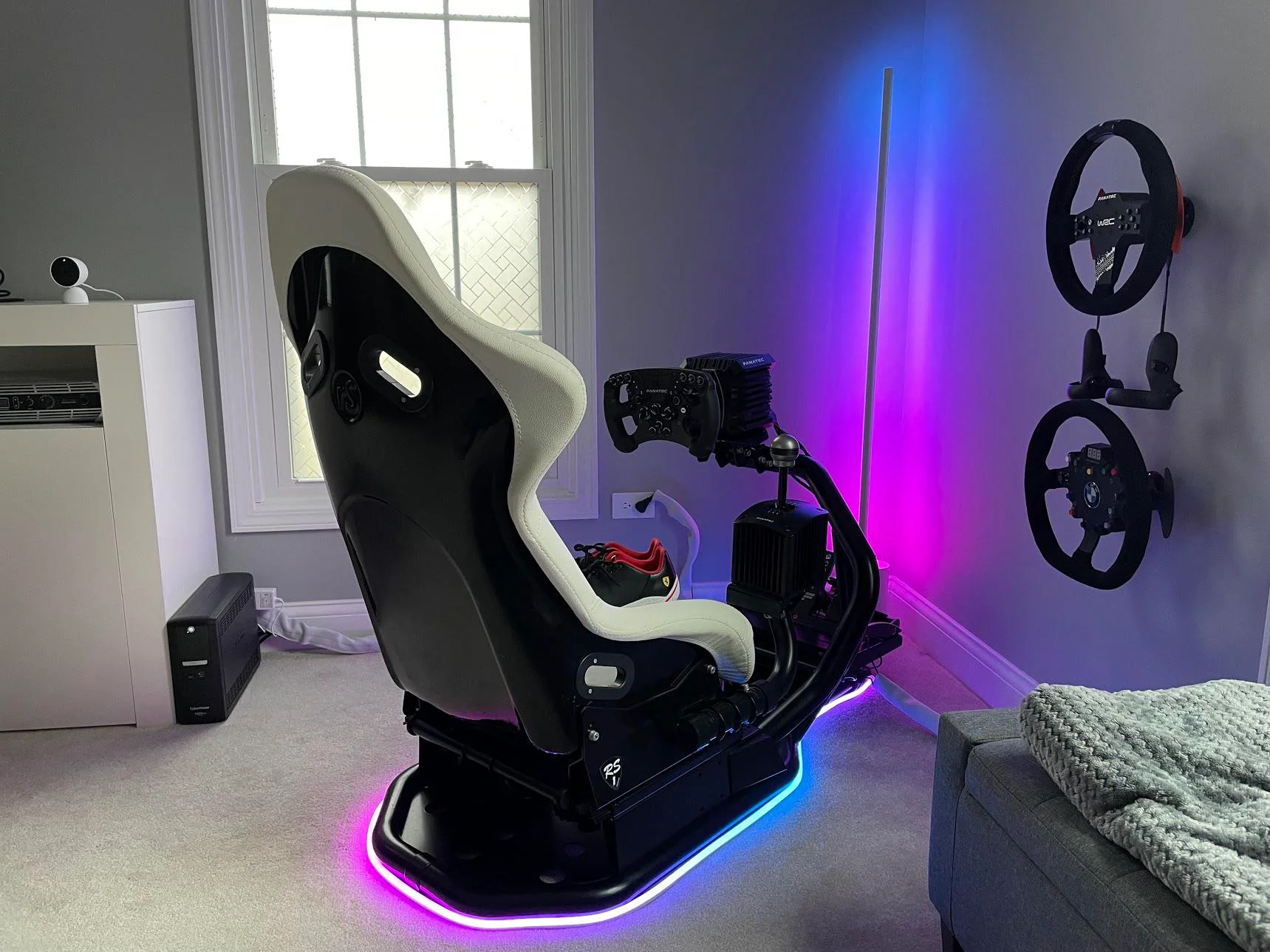 VR headset sim racing setup