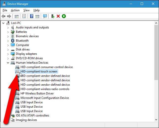 Windows 11 Device Manager HID touch screen