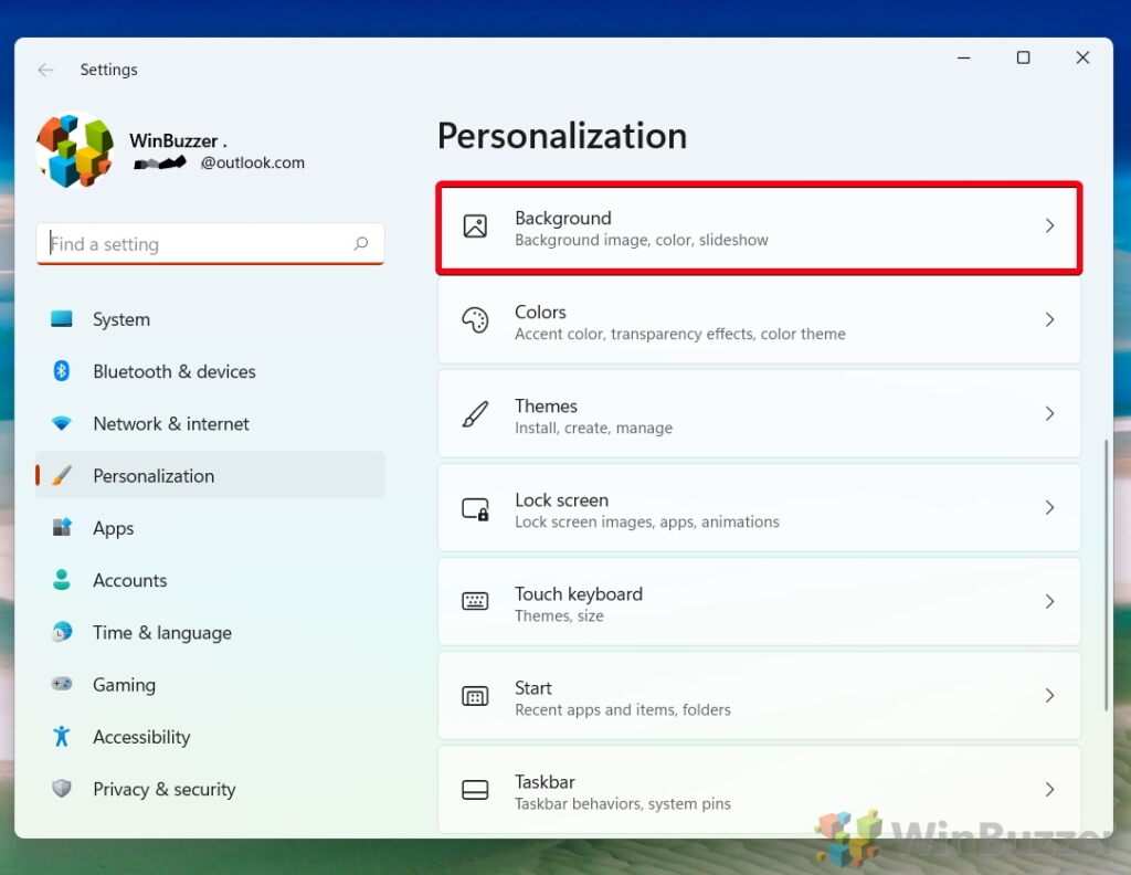 Windows 11 personalization background settings