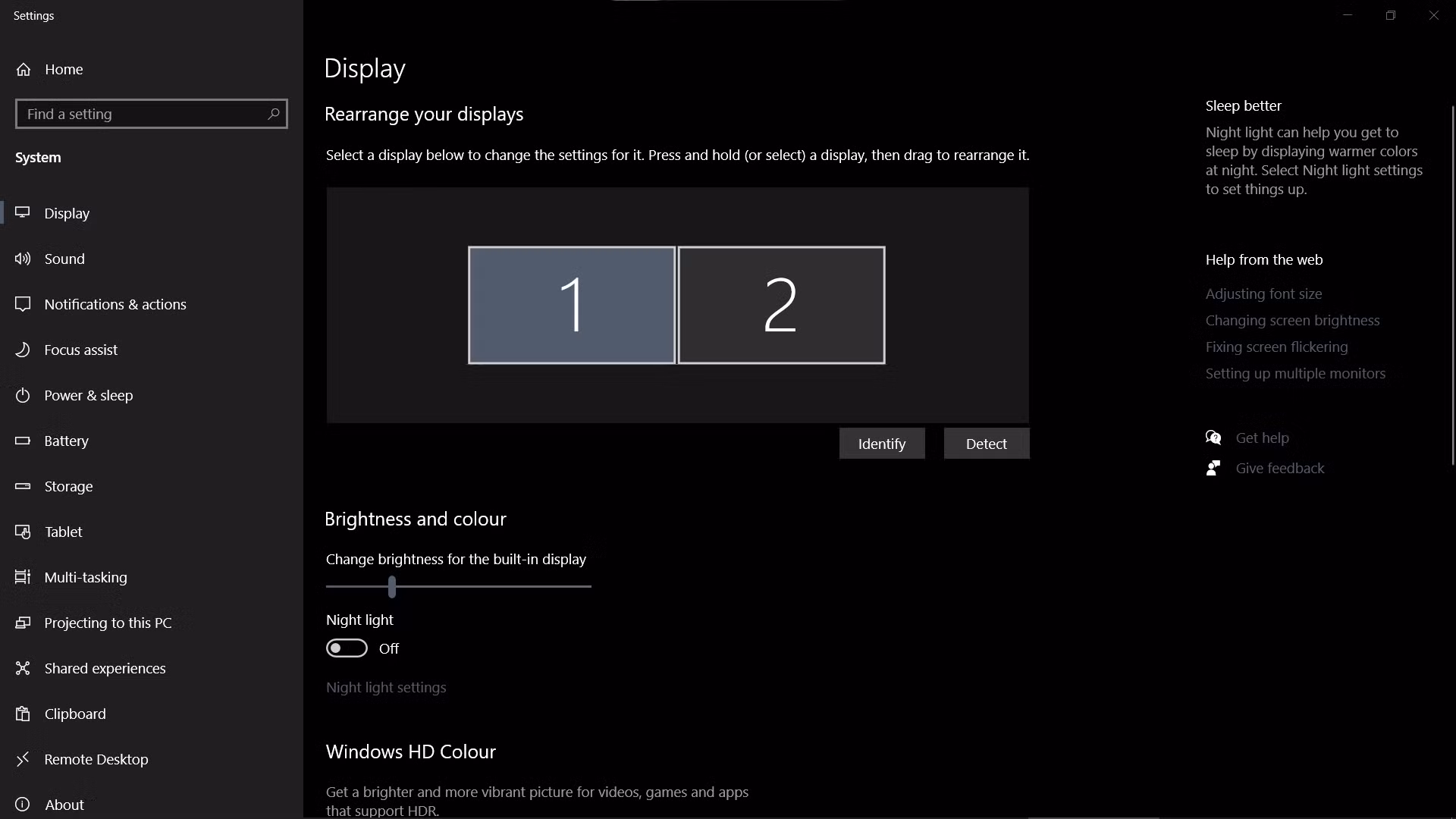 Windows display settings extend monitor