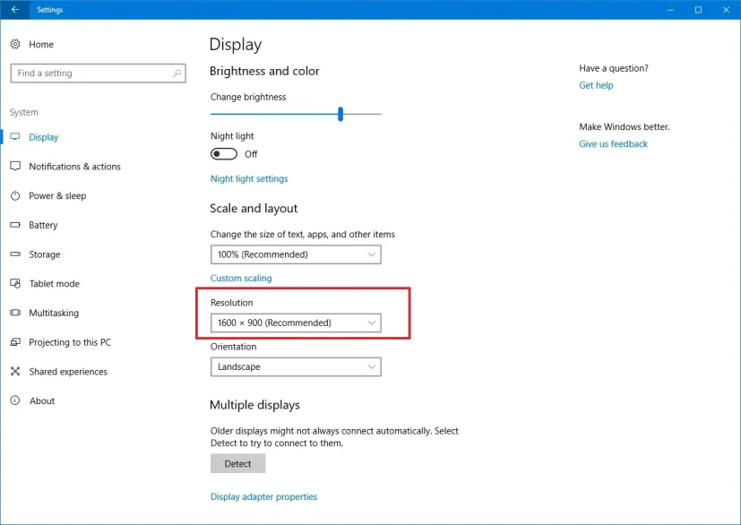 Windows display settings resolution refresh rate