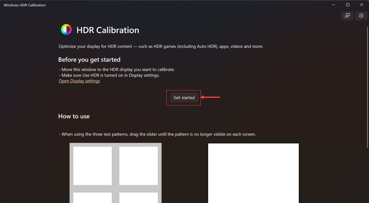 Windows HDR Calibration app screenshot