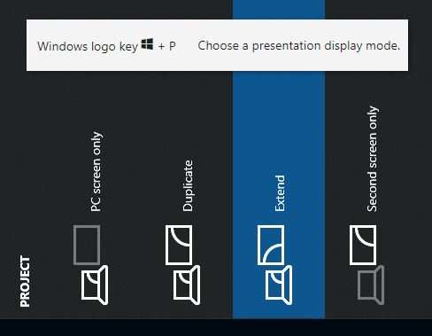 Windows key plus P projection menu
