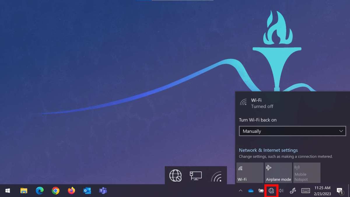 Windows taskbar wifi icon