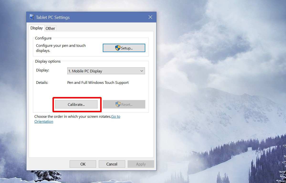Windows touchscreen calibration