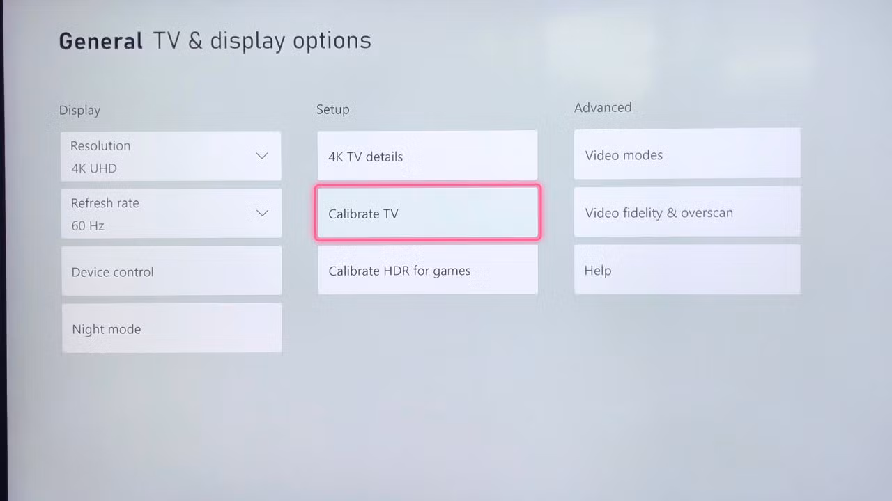 Xbox Series X display settings 4K resolution menu