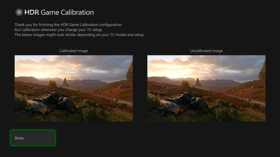 Xbox Series X HDR calibration screen