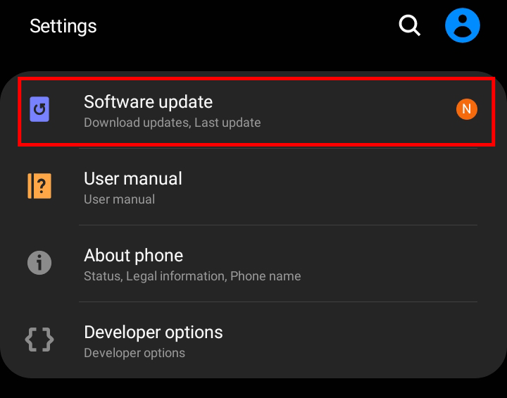 Android system update settings
