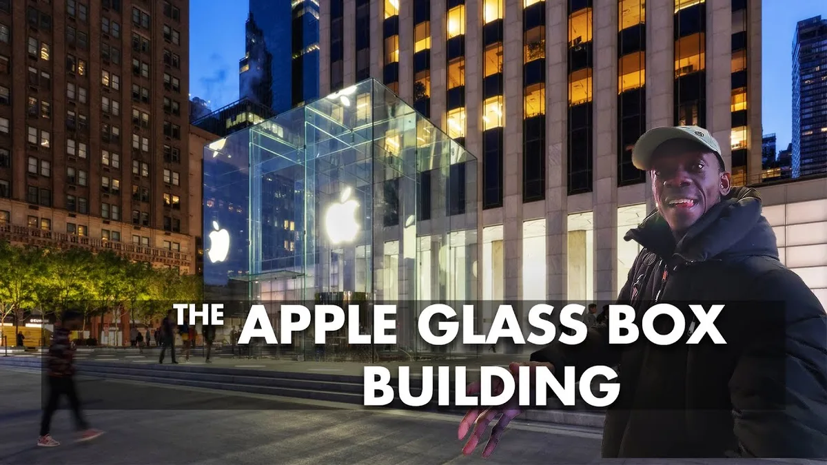 Apple Store construction facade scaffolding