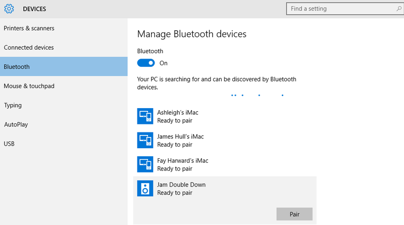 Bluetooth pairing setup