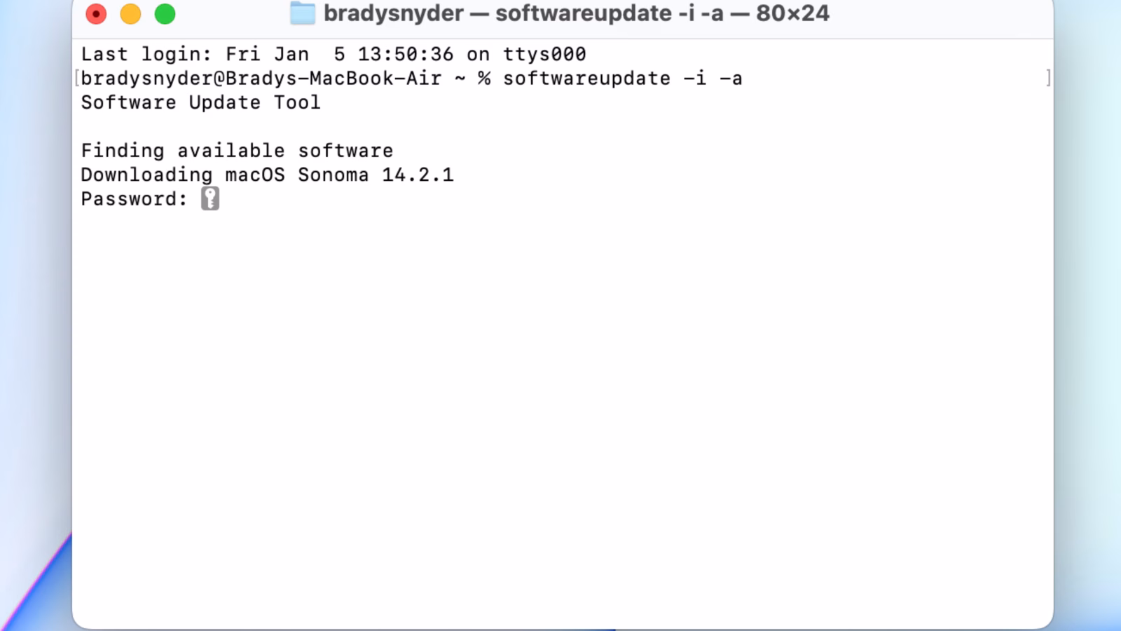 macOS software update terminal command