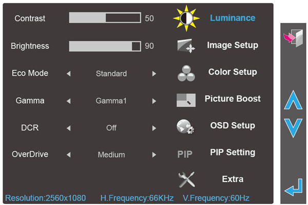 monitor OSD brightness calibration panel screen