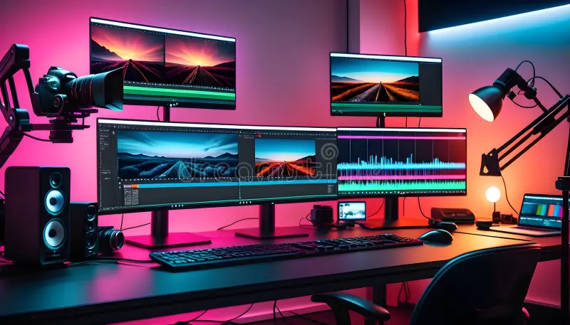 multi monitor premiere pro editing workstation