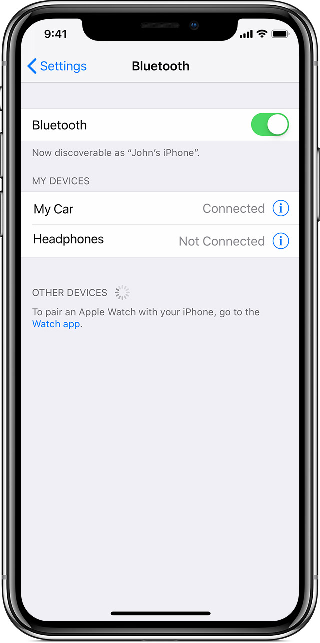 phone Bluetooth settings